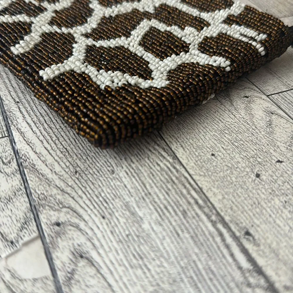 Giraffe Pattern Beaded Wristlet